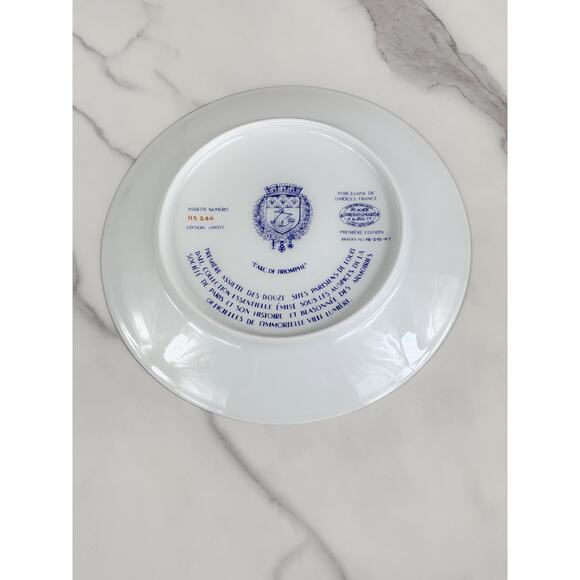 Plate Wall Decor Limoges Arc De Triomphe Paris Porcelain France 8 1/2" Vintage - Picture 11 of 13